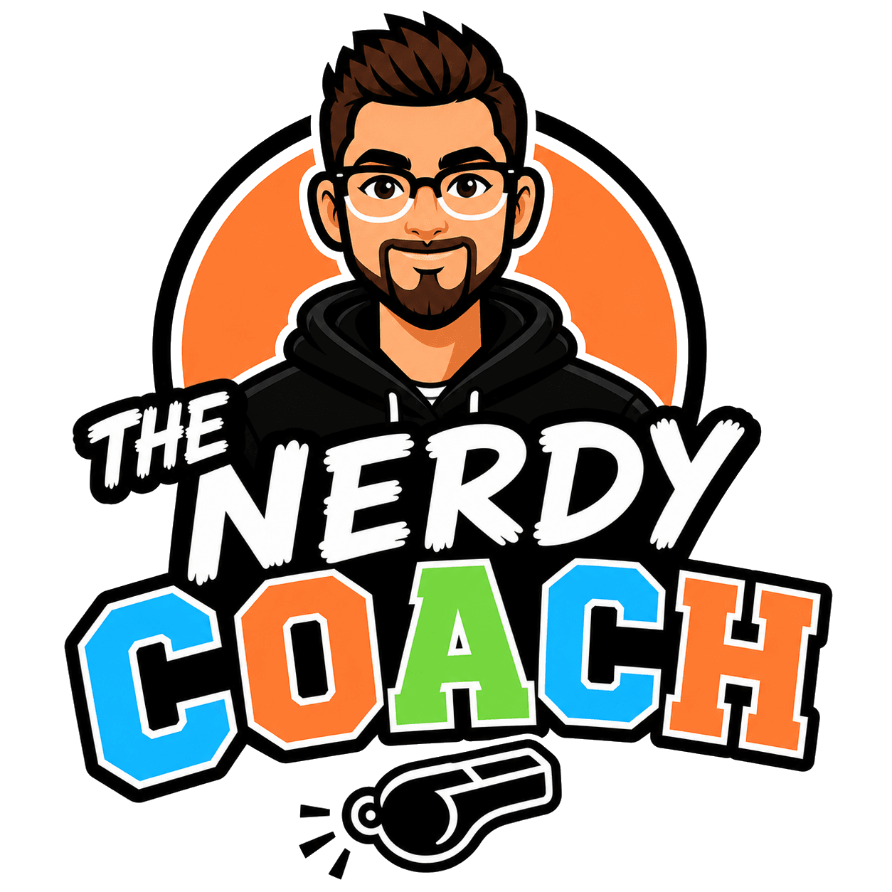 The Nerdy Coach mascot logo